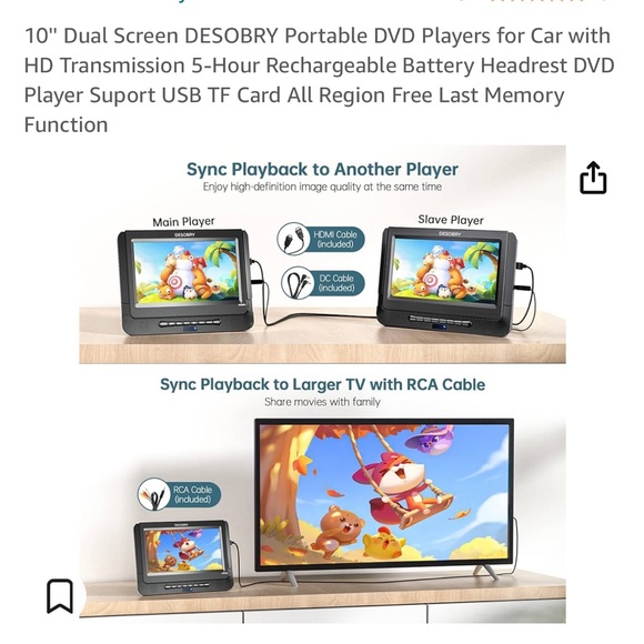 Desobry two 10 inch monitors dvd players.  Accepting OFFERS - Picture 4 of 11